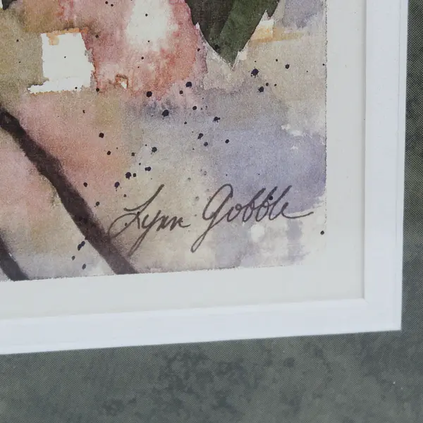 Lynn Gobble Red Cardinal Framed Watercolor Print Matted and Framed