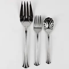 Lot Of 3 Wallace Silver WAS64 (Stainless) Flatware Serving Fork, Salad & Spoon