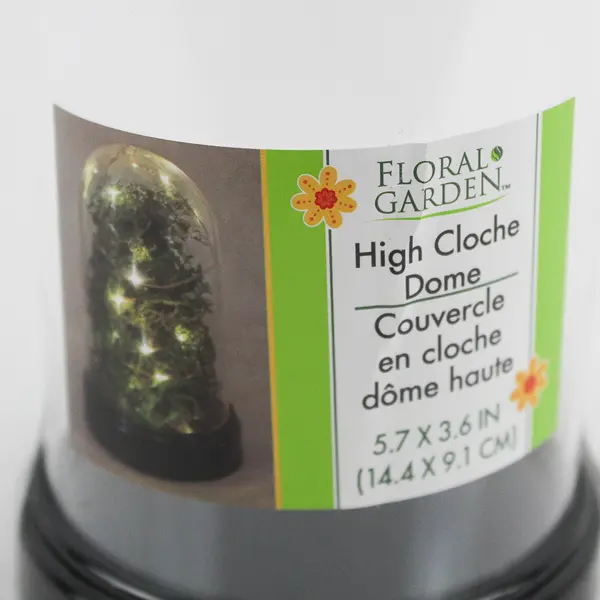 Floral Garden High Cloche Dome Acrylic Display Case 5.7" x 3.6"