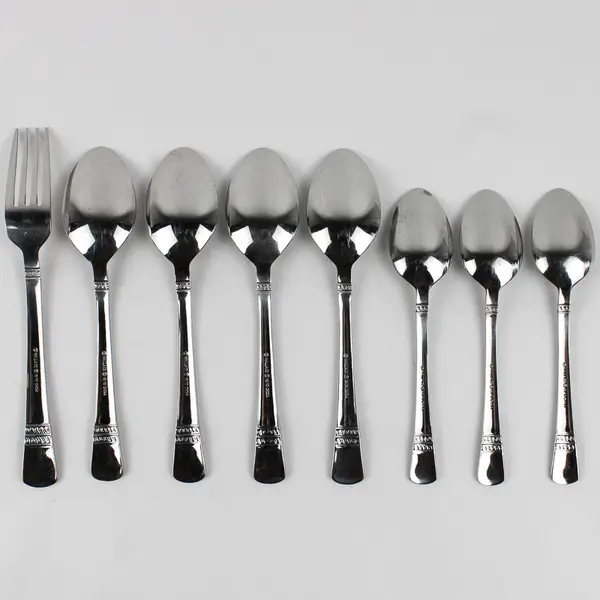 Lot Of 8 Wallace Silver WAS223 (Stainless) Flatware 7 Spoons 1 Dinner Fork