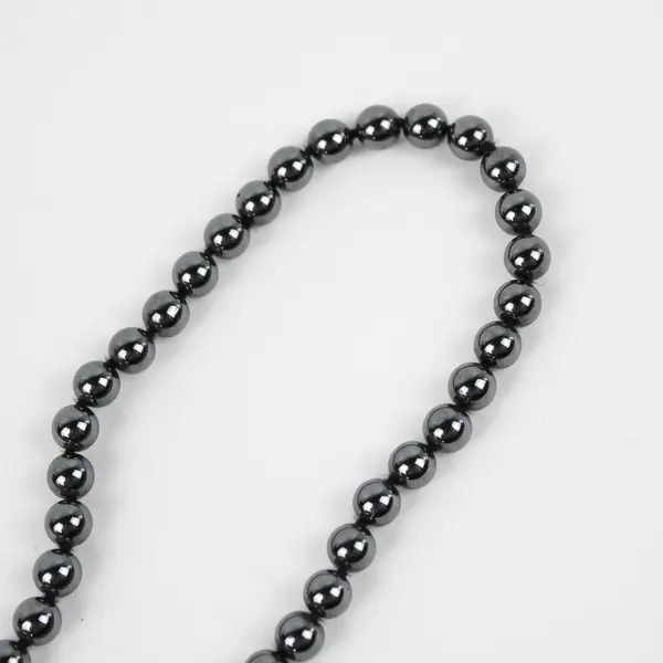 Hematite Beaded Necklace 13" Dark Metallic Minimalist