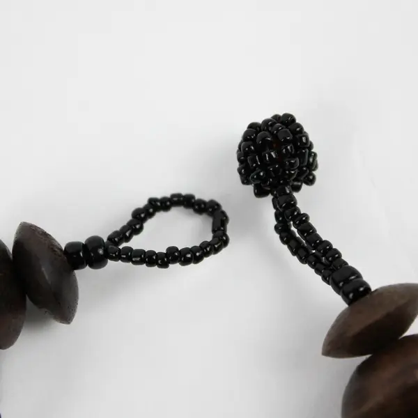 Multi-Strand Black Glass Seed Bead and Abalone Necklace 19"