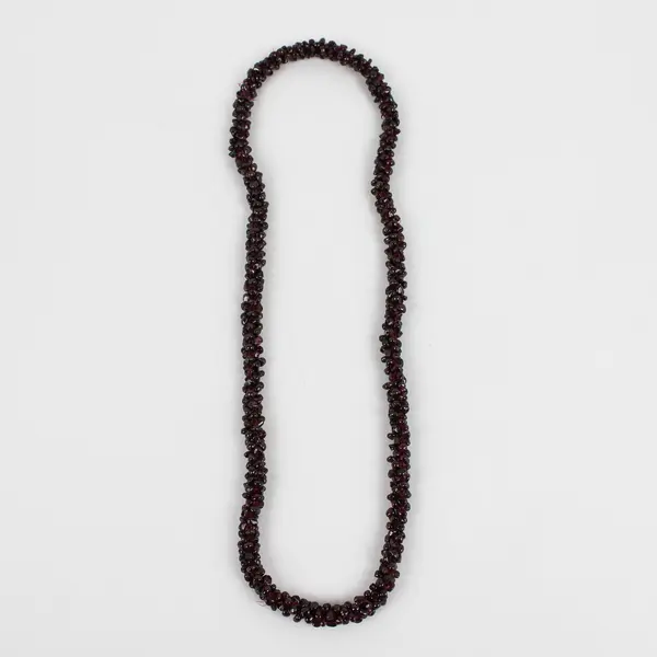 Wine Red Garnet Beaded Torsade Rope Necklace 12"