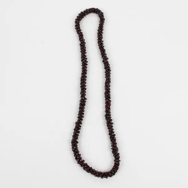 Wine Red Garnet Beaded Torsade Rope Necklace 12"