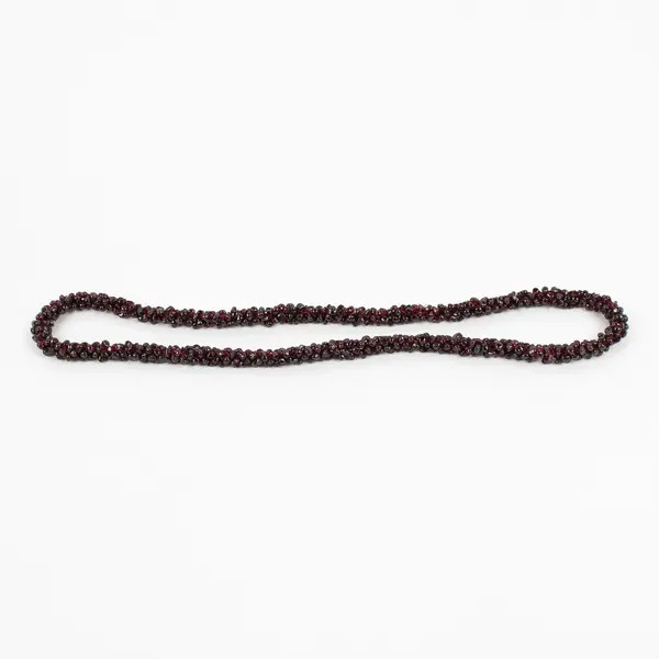 Wine Red Garnet Beaded Torsade Rope Necklace 12"