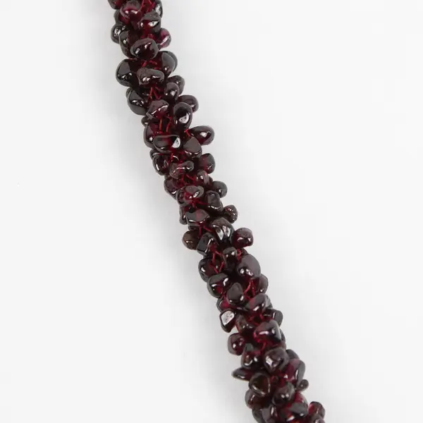 Wine Red Garnet Beaded Torsade Rope Necklace 12"