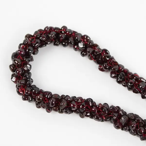 Wine Red Garnet Beaded Torsade Rope Necklace 12"