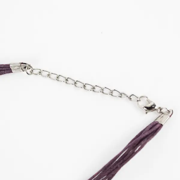 Multi-Strand Purple and Silver-Tone Square Geometric Pendant Necklace 18"