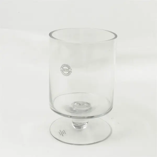 Clear Glass Pedestal Hurricane Vase Candle Holder 9.25 in