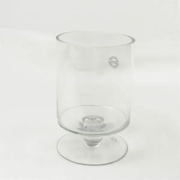 Clear Glass Pedestal Hurricane Vase Candle Holder 9.25 in