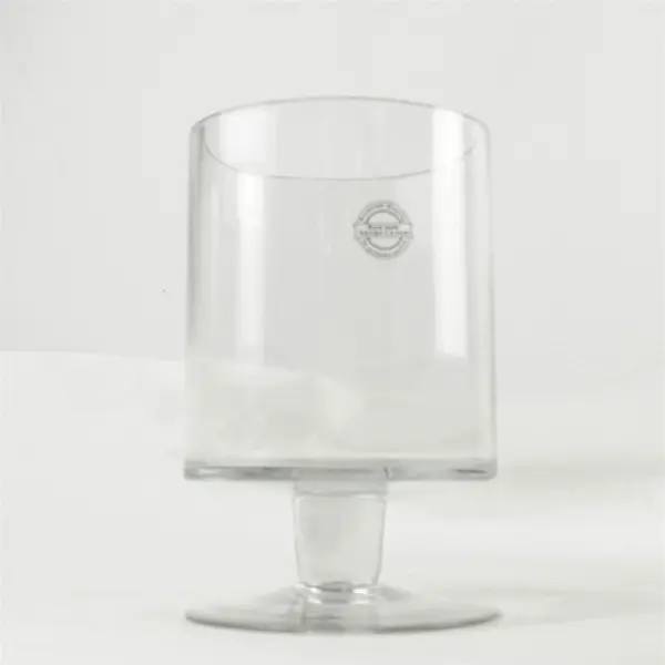 Clear Glass Pedestal Hurricane Vase Candle Holder 9.25 in