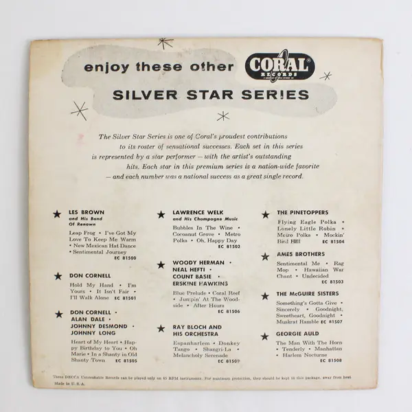 Don Cornell Coral EC-81501 7" 45 RPM EP Hold My Hand I'm Yours Vinyl