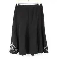 East 5th Embroidered Flowers Black Midi Skirt Women's Size 4