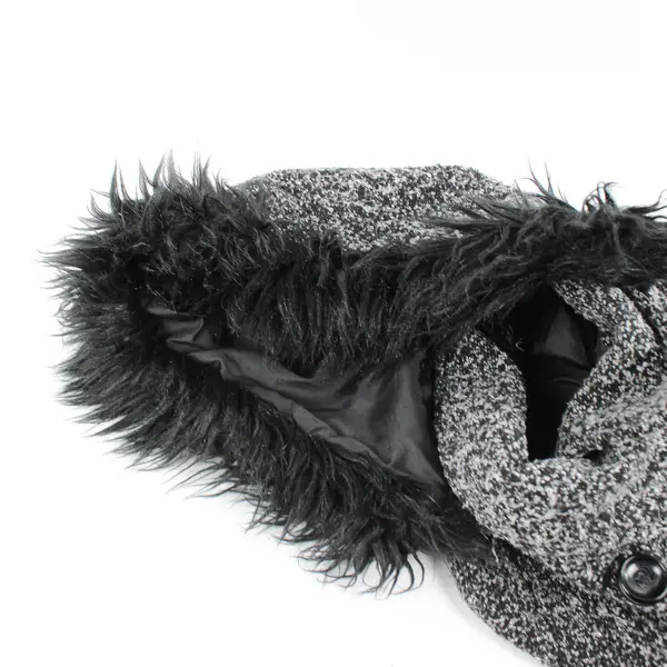 Ci Sono by Cavalini Black and Gray Removable Hood Pea Coat Women's Size Small