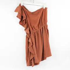 Lush Brown Asymmetrical One-Shoulder Mini Dress Women's Medium