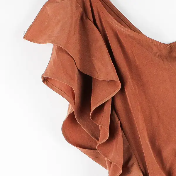 Lush Brown Asymmetrical One-Shoulder Mini Dress Women's Medium