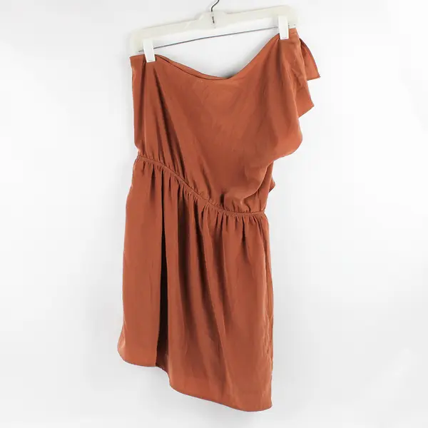 Lush Brown Asymmetrical One-Shoulder Mini Dress Women's Medium
