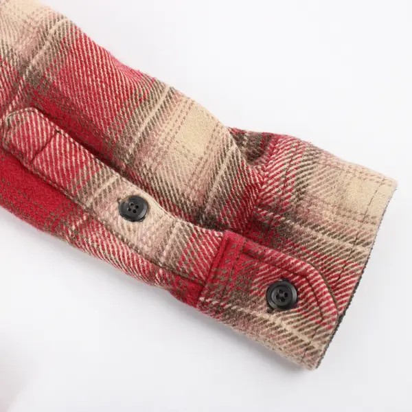 Orvis Red Beige and Brown Plaid Long-Sleeve Button-Up Men's Medium