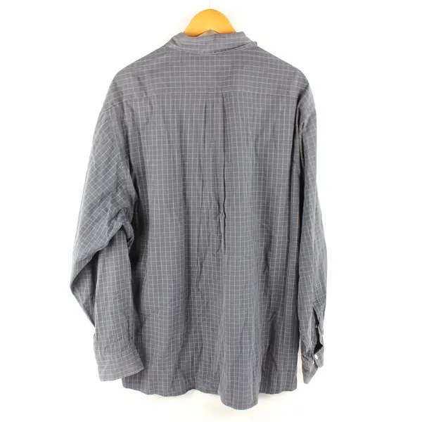 Brooks Sport Navy Blue Grid Pattern Long-Sleeve Button-Down Men's XL