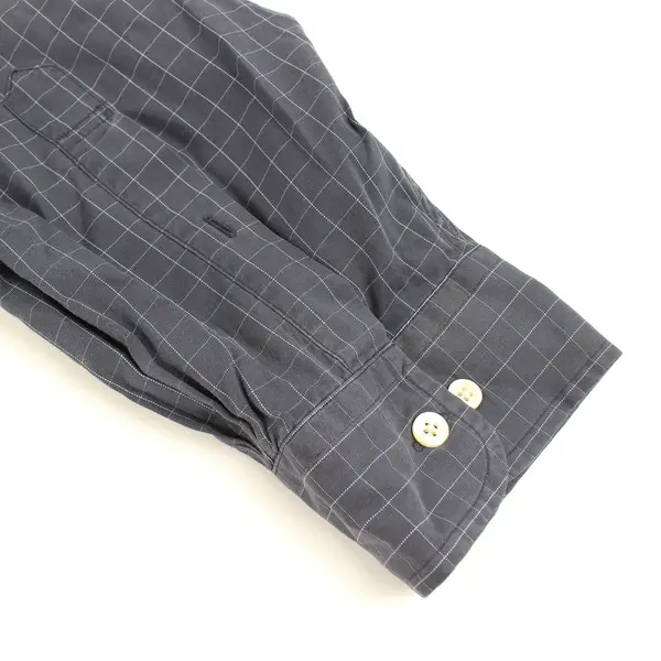 Brooks Sport Navy Blue Grid Pattern Long-Sleeve Button-Down Men's XL