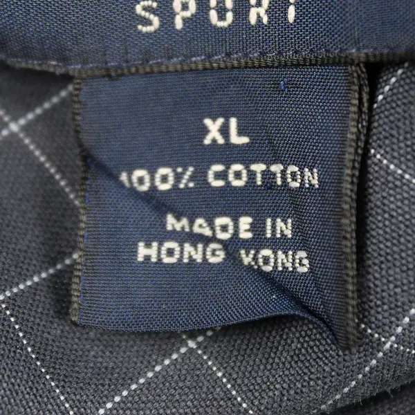 Brooks Sport Navy Blue Grid Pattern Long-Sleeve Button-Down Men's XL