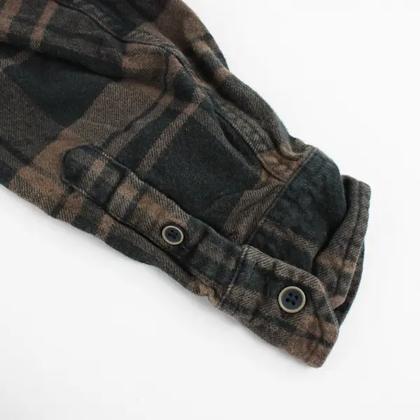 Jachs Brown and Black Plaid Long-Sleeve Button-Up Men's Medium