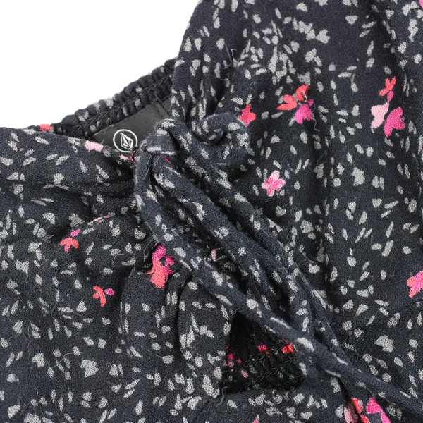 Volcom Pink Floral Print Black Off-The-Shoulder Mini Dress Women's Size 10