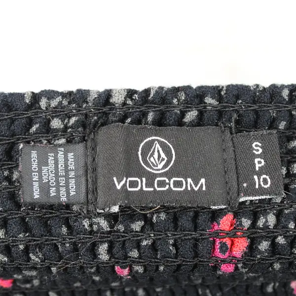 Volcom Pink Floral Print Black Off-The-Shoulder Mini Dress Women's Size 10