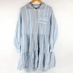 Time And Tru Blue and White Striped Button-Up Shirt Dress XL 16-18