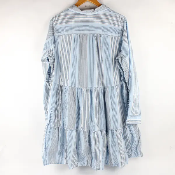Time And Tru Blue and White Striped Button-Up Shirt Dress XL 16-18
