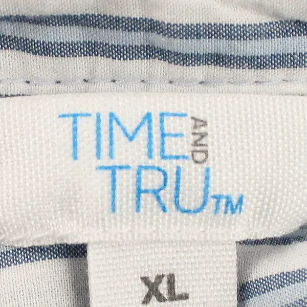 Time And Tru Blue and White Striped Button-Up Shirt Dress XL 16-18