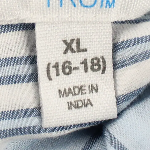 Time And Tru Blue and White Striped Button-Up Shirt Dress XL 16-18