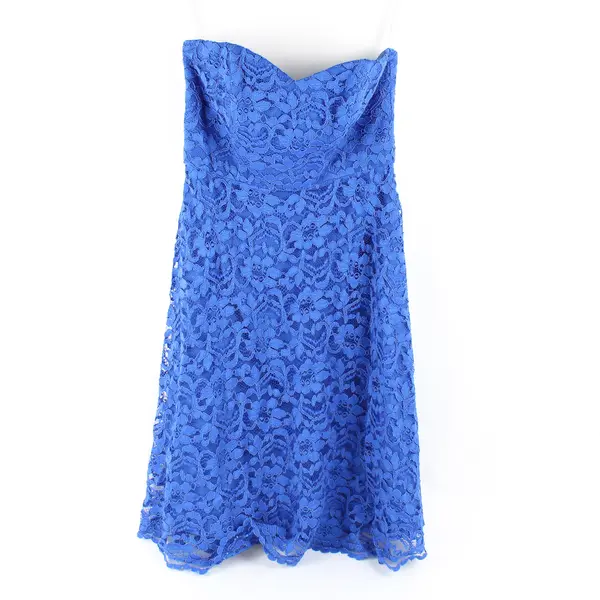David's Bridal Royal Blue Lace Strapless Knee-Length Dress Women's Size 2