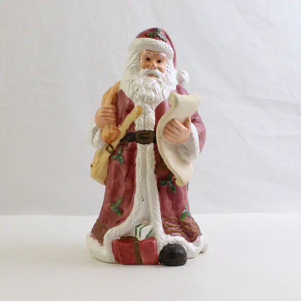 Hand-Painted Ceramic Santa Figurine 10" Christmas Holiday Decor