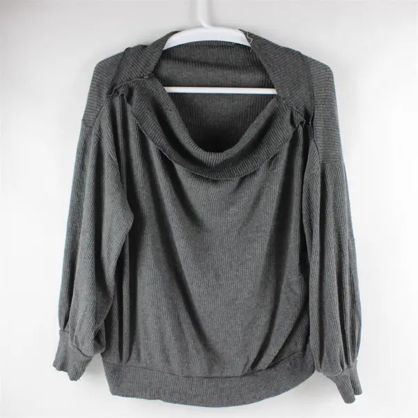 We The Free by Free People Gray Ribbed Long-Sleeve Sweater Women's S