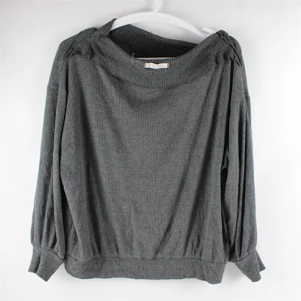 We The Free by Free People Gray Ribbed Long-Sleeve Sweater Women's S