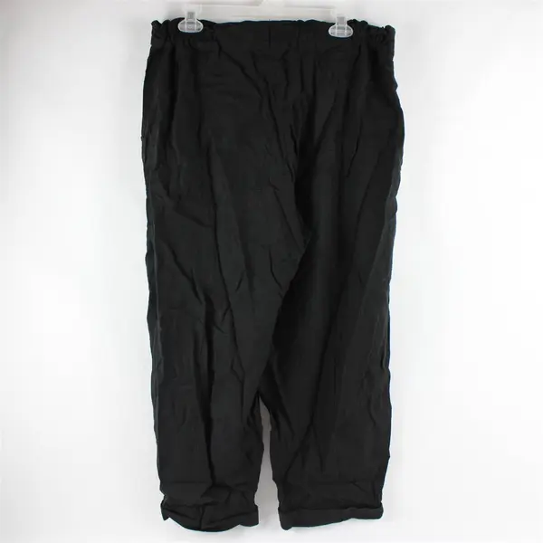 Max Studio Solid Black Linen Blend Relaxed Fit Pants Women's XL