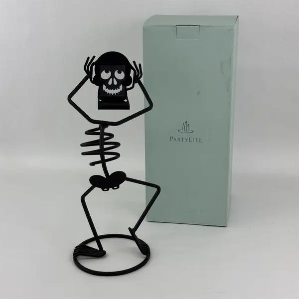 PartyLite Bones Halloween Fall Skeleton Candle Holder P7864 With Original Box