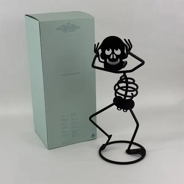 PartyLite Bones Halloween Fall Skeleton Candle Holder P7864 With Original Box