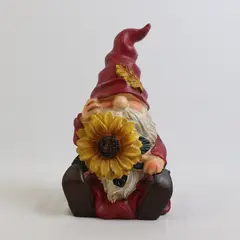 Fall-Themed Gnome Holding Sunflower Figurine 8" Autumn Seasonal Decor