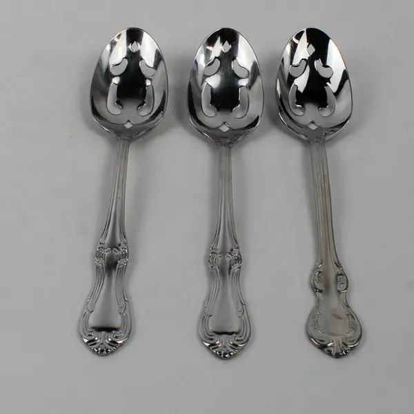 Lot of 3 RSVP Bradberry Serving Spoons Glossy Stainless Steel Flatware