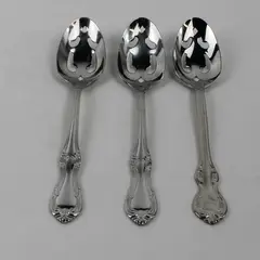 Lot of 3 RSVP Bradberry Serving Spoons Glossy Stainless Steel Flatware