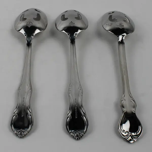 Lot of 3 RSVP Bradberry Serving Spoons Glossy Stainless Steel Flatware