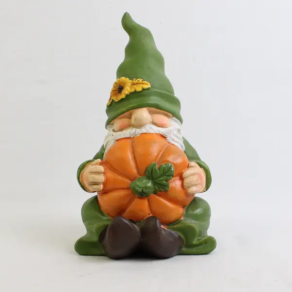 Fall-Themed Gnome Holding Pumpkin Figurine 7.5" Autumn Seasonal Decor