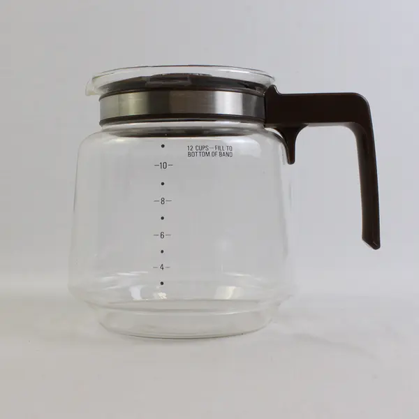 Vintage Unbranded Clear Glass Coffee Carafe With Brown Handle 12 Cup Capacity
