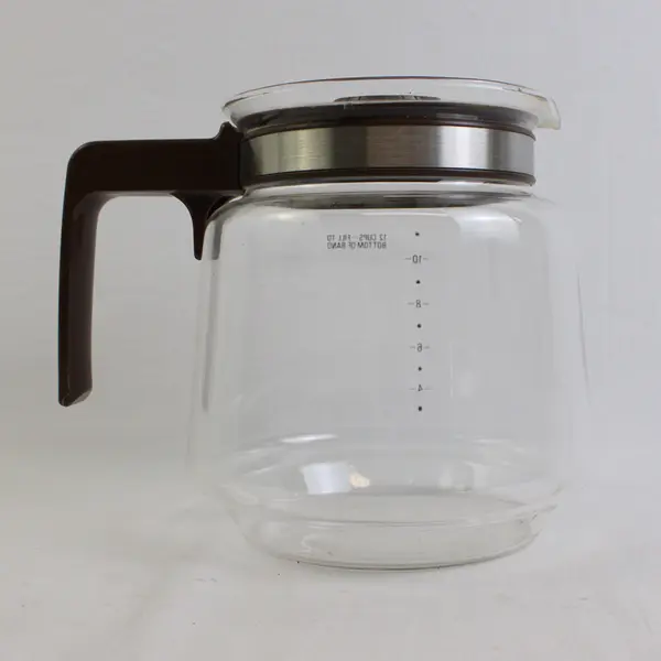 Vintage Unbranded Clear Glass Coffee Carafe With Brown Handle 12 Cup Capacity