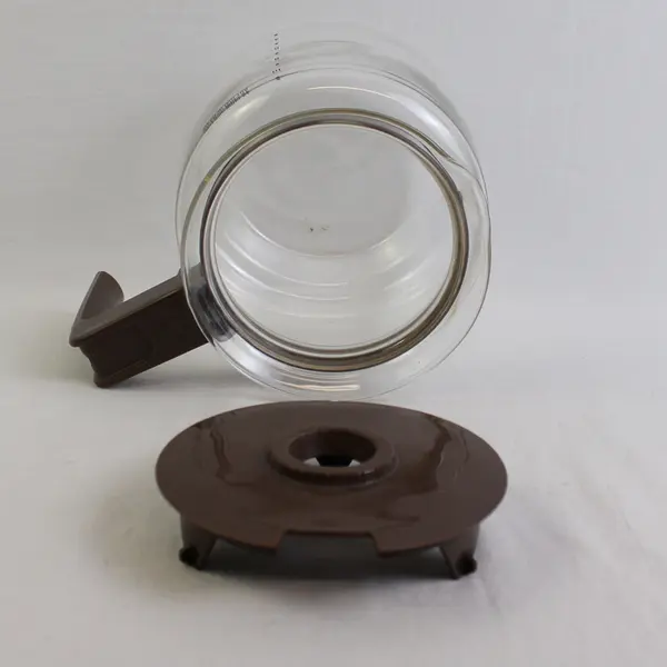 Vintage Unbranded Clear Glass Coffee Carafe With Brown Handle 12 Cup Capacity