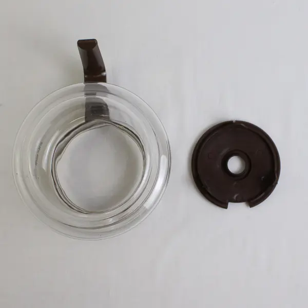 Vintage Unbranded Clear Glass Coffee Carafe With Brown Handle 12 Cup Capacity