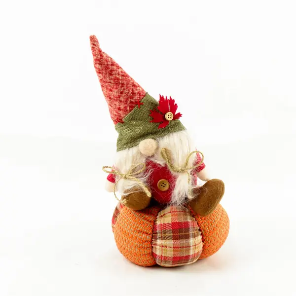 Fall Autumn-Themed Gnome Sitting on Pumpkin Plush Sitter 13" Seasonal Decor