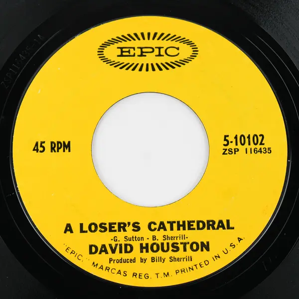 DAVID HOUSTON A Loser's Cathedral 45 7" COUNTRY Vinyl Record Epic Records